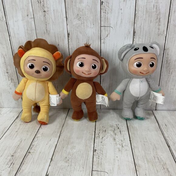 Cocomelon Little Plush, JJ Doll in Koala, Lion, & Monkey Outfit 8" - Lot Of 3 - Picture 1 of 9